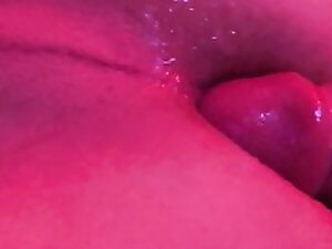 A Close Up How a Cock Slide In and Out her Tranny Ass
