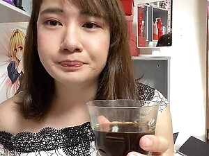 Daughter of a man drinking coffee with semen