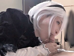 Nier Automata 2B cosplay, Hentai cosplayer's blowjob and get fucked part.3