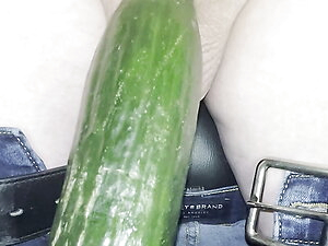 Stick in a cucumber in my dick