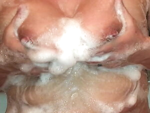 Soapy big natural tits in the shower FTM Ethan Hawk
