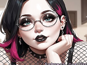 Futanari Dahlia Goth Punk Chubby Masturbating, Self Sucking, AI Generated, Cumshots, Facials, Big Boobs, Heavyset, Chunky, Overweight