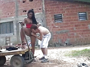 Guy rides on trannies hard cock and fucks her asshole