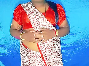 Pritucrossy pune crossdressing in red saree and hot look