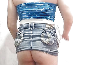 Mini skirt and thong bikini