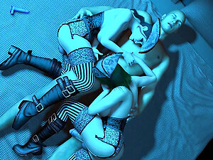 Futa Pirate Girls Spooning and sucking a big thick dick. Dickgirls cuddling with a guy. Interracial blowjob dick sucking.
