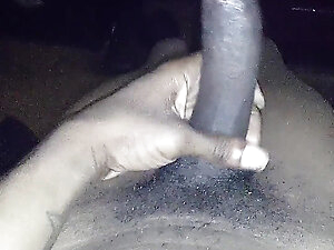 Big black cock shemale jacking off BBC