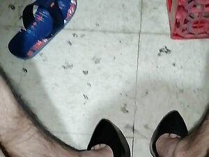 Cumshot on my sister-in-law's heels