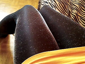 Sparkly tights and diamand high heels