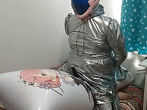 Silver PVC Sissy Maid Eva Kigurumi Inflatable Pillow Hump