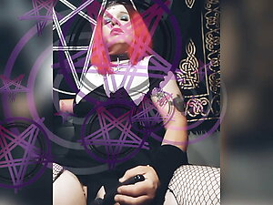 Satanic sissy rattles cage worships satan